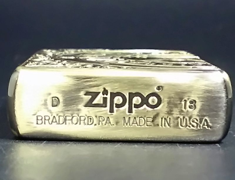 画像: zippo ルーレット 両面加工 金色 2018年製造