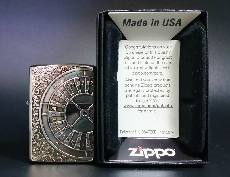 画像: zippo ルーレット 両面加工 銀色 2018年製造