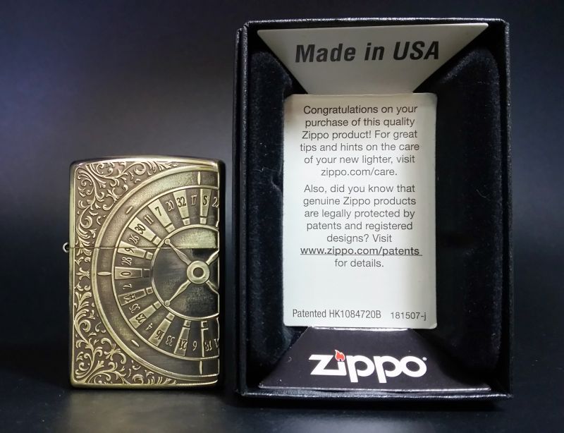 画像: zippo ルーレット 両面加工 金色 2018年製造