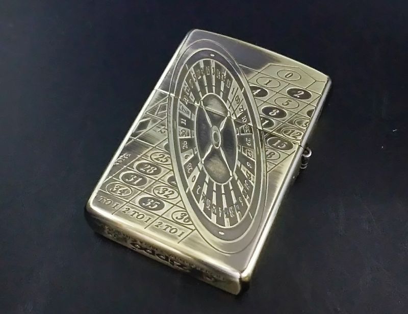 画像: zippo ルーレット 両面加工 金色 2018年製造