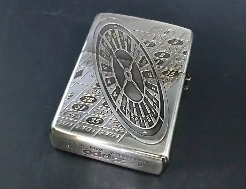 画像: zippo ルーレット 両面加工 銀色 2018年製造