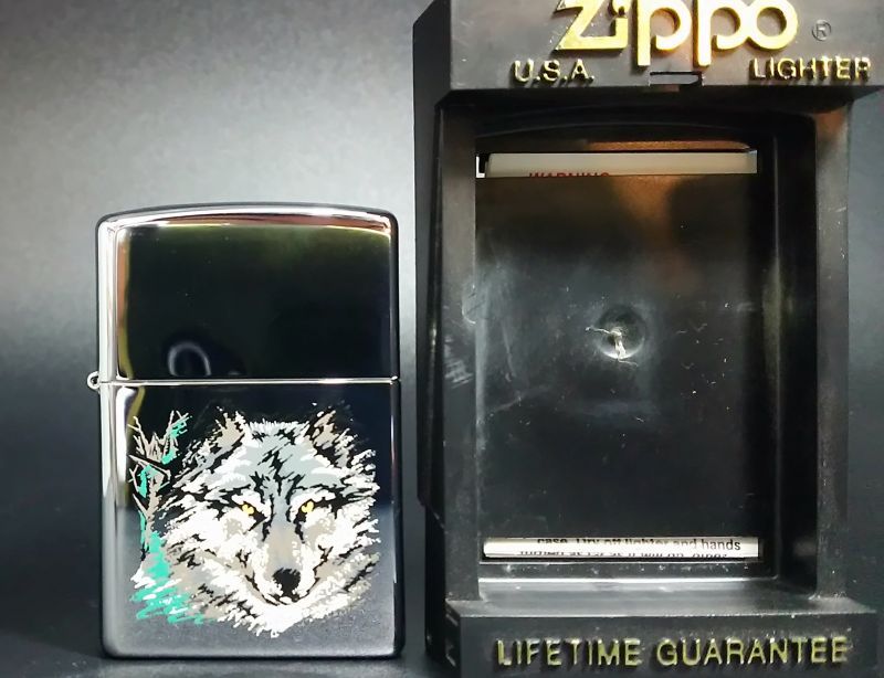 画像: zippo オオカミ エッチング・プリント #250 1996年製造 