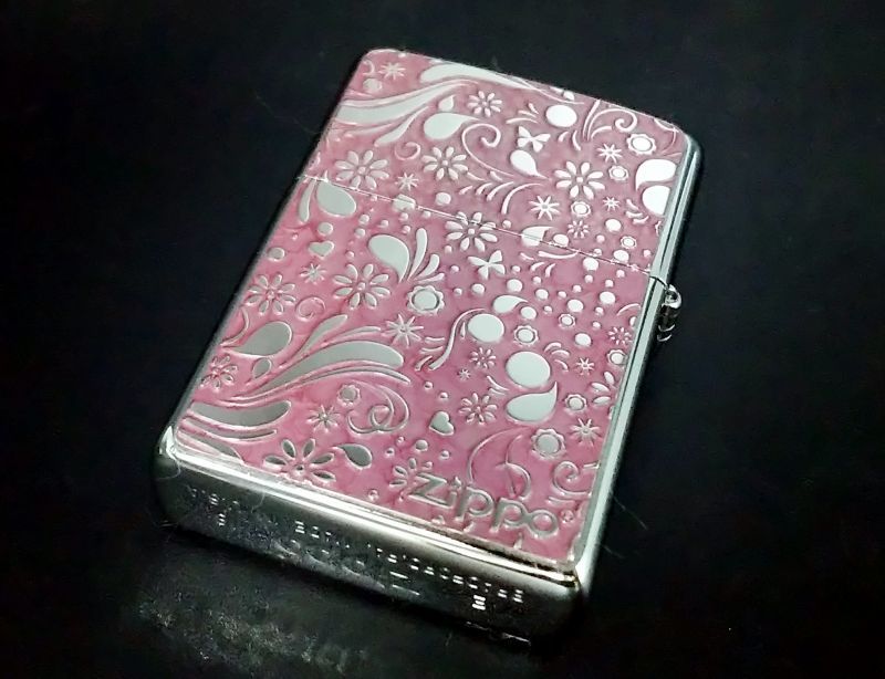 画像: zippo ピンク猫 両面加工(柄違い) 2018年製造