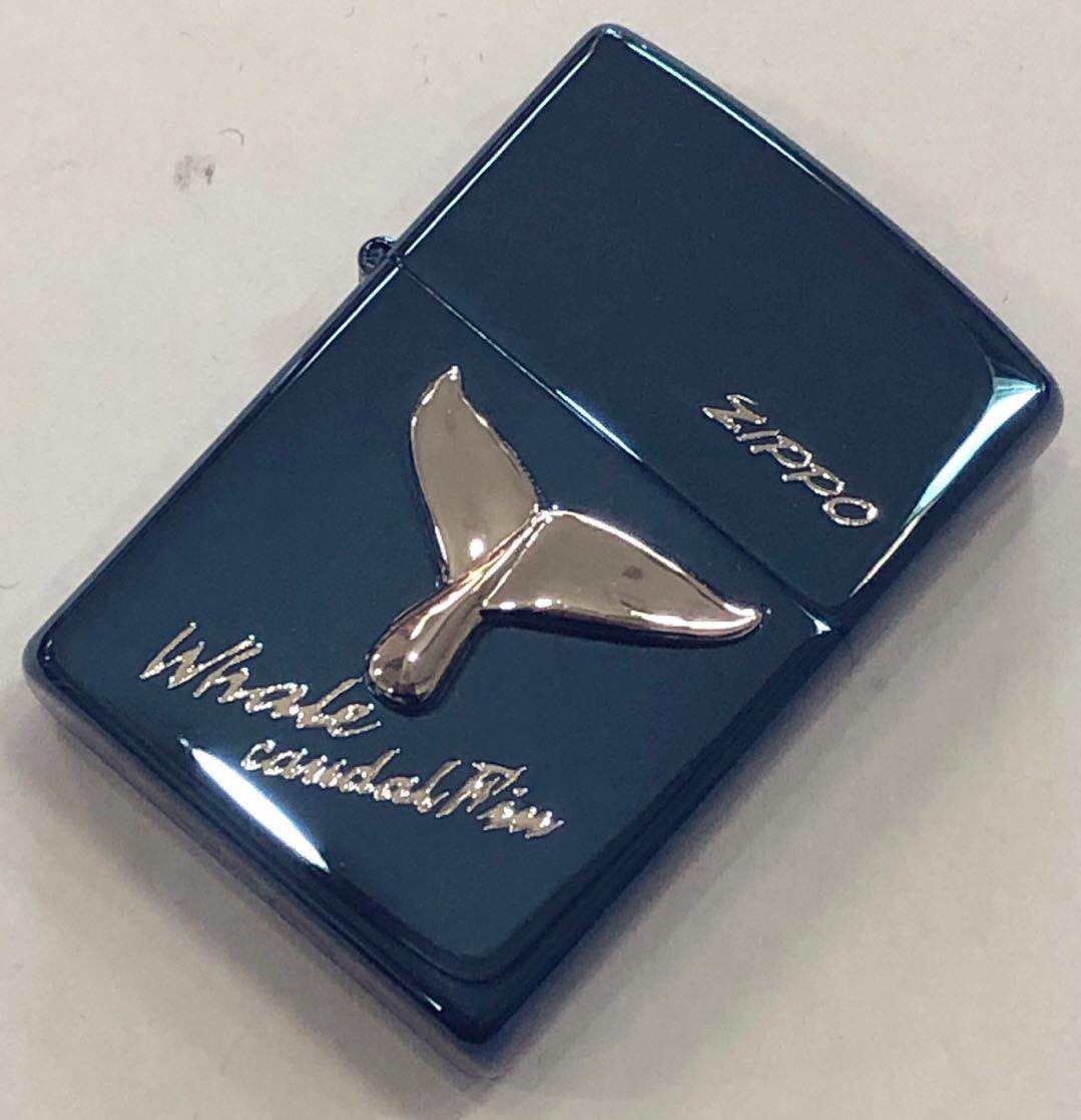 画像1: zippo  ホエール　クジラの尻尾　ブル-チタン　2001年製造