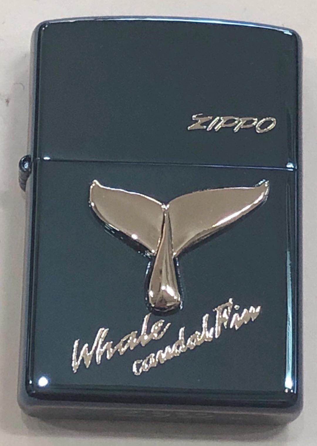 画像2: zippo  ホエール　クジラの尻尾　ブル-チタン　2001年製造