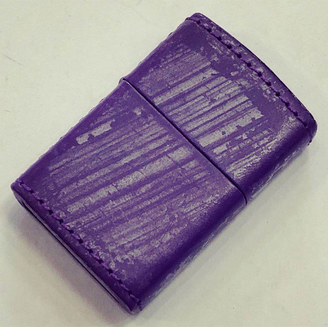 画像1: zippo 革巻き　紫　2018年製造