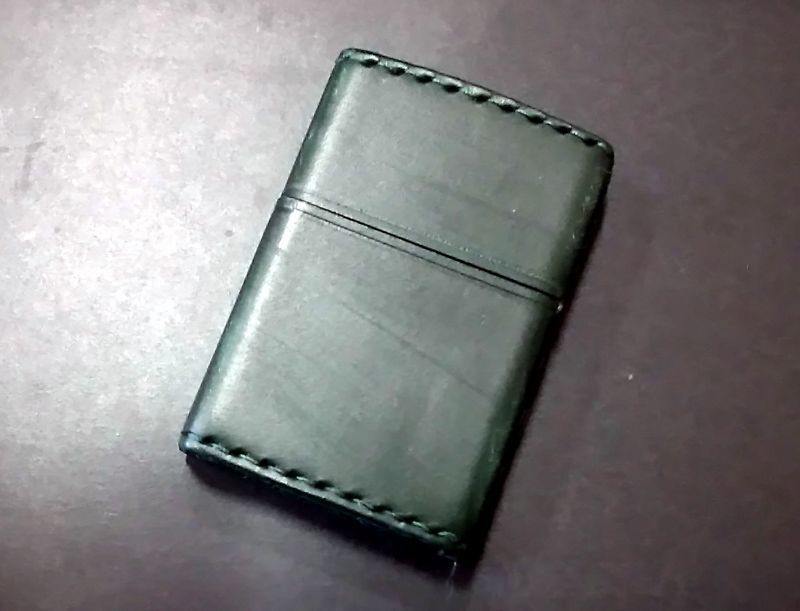 画像: zippo 革巻き 緑 2007年製造