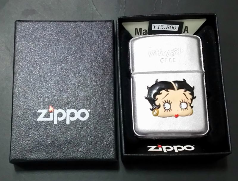 画像: zippo BETTY BOOP 革巻き 銀色