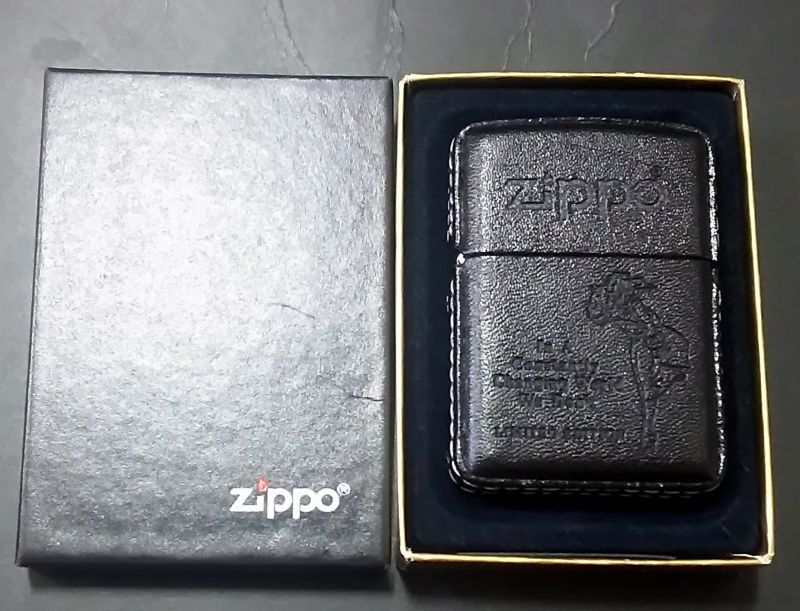 画像: zippo WINDY 革巻き 黒 2000年製造