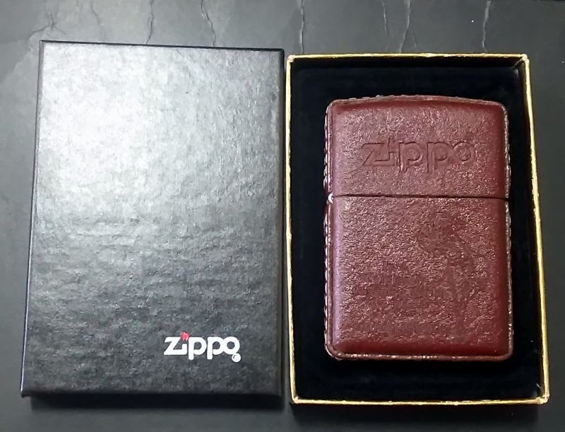 画像: zippo WINDY 革巻き 茶 2000年製造