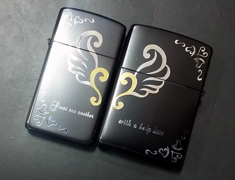 画像: zippo ペア ハート 両面加工 2006年製造