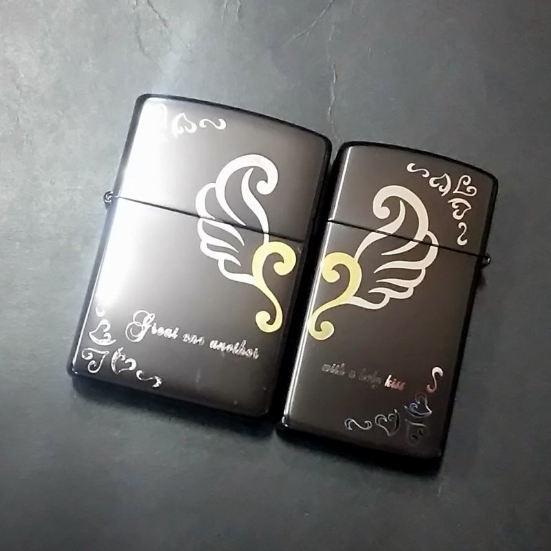 画像1: zippo ペア ハート 両面加工 2006年製造