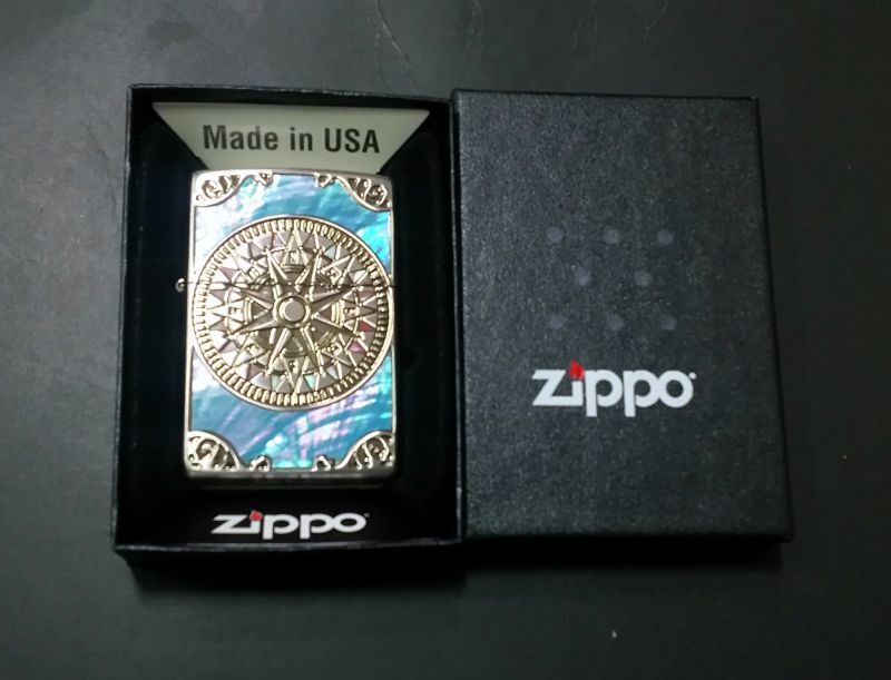 画像: zippo シェルアンティークコンパス 銀色 2019年製造 新品未使用