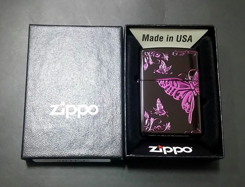 画像: zippo 蝶 2面デザイン ピンク 2020年製造 新品未使用