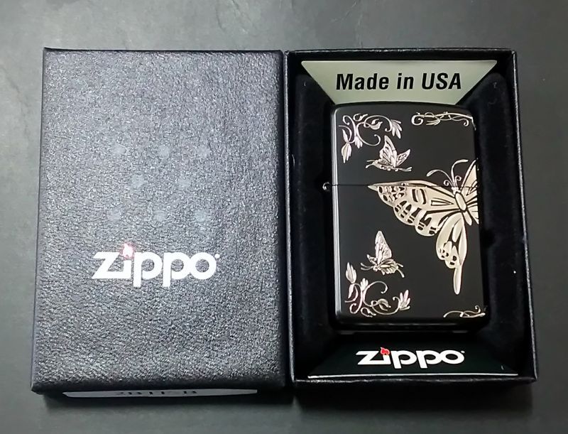 画像: zippo 蝶 2面デザイン 銀色 2020年製造 新品未使用