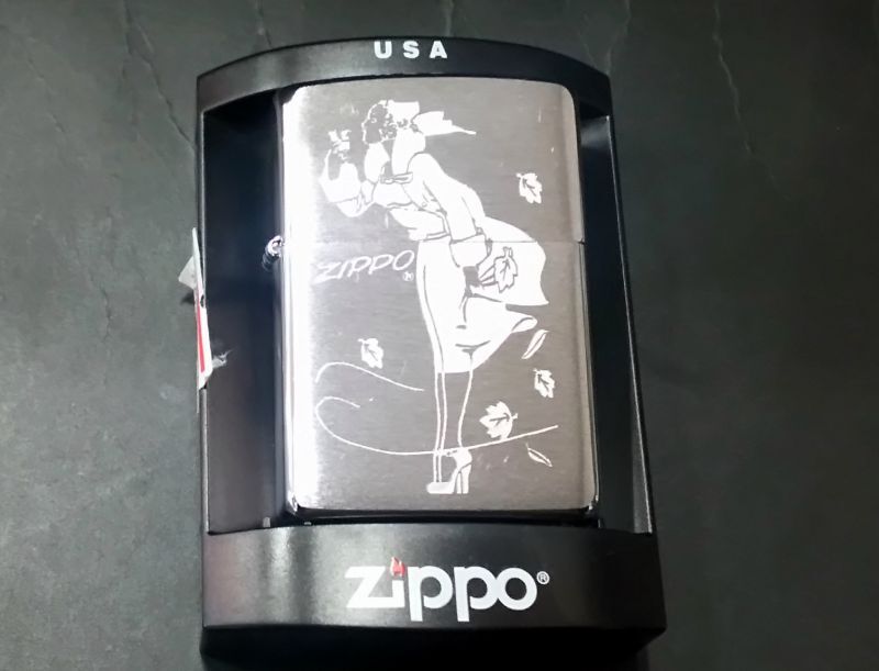 画像: zippo WINDY 枯れ葉エッチング 2002年製造 新品未使用