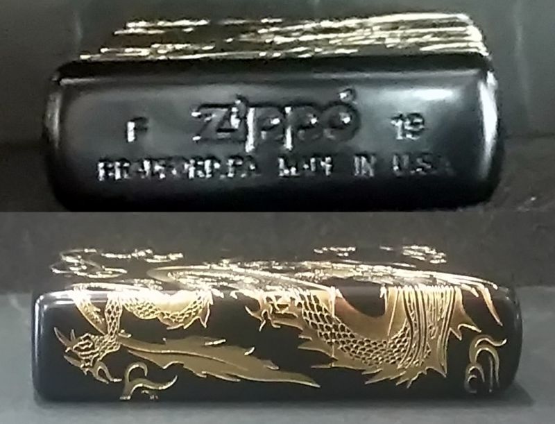 画像: zippo 黒マット金龍 2019年製造 新品未使用