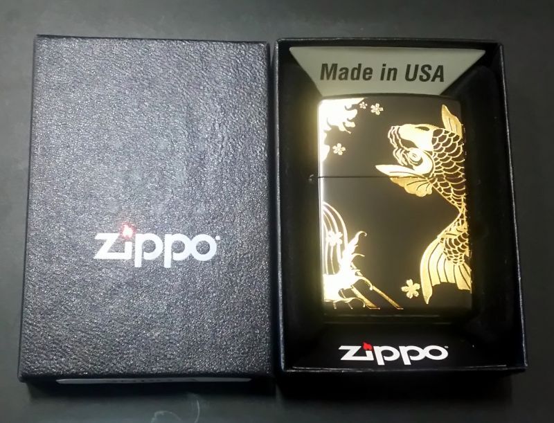 画像: zippo 黒マット金鯉 2019年製造 新品未使用