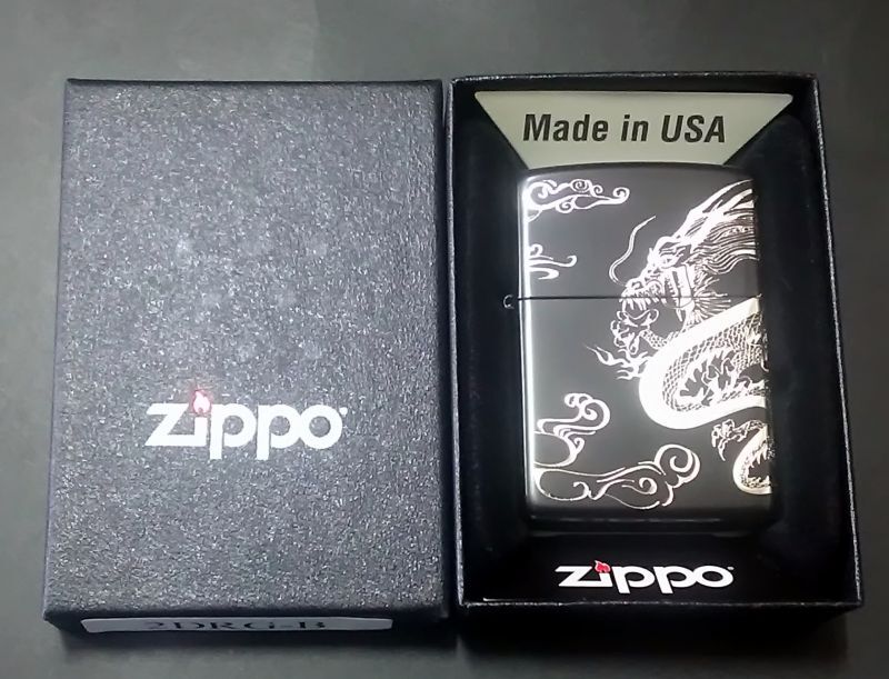 画像: zippo 黒マット銀龍 2018年製造 新品未使用