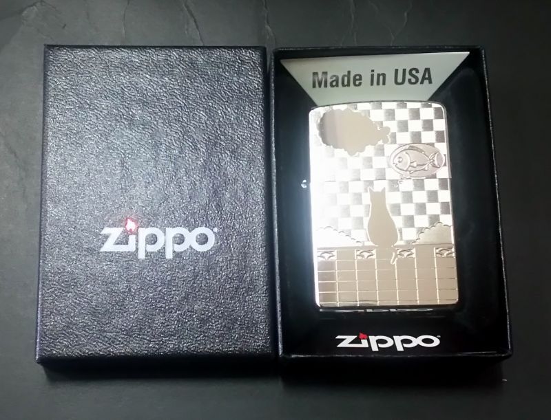 画像: zippo 猫 ネコと雲 メタルプレート 2020年製造 新品未使用