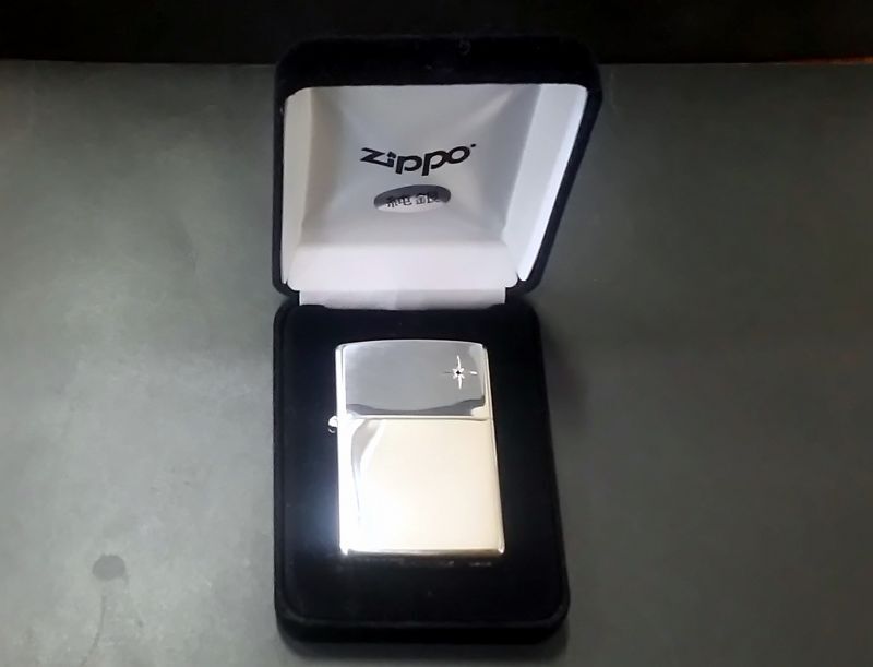 画像: zippo 純銀 スターリングシルバー 天然石 BK DIA(ブラックダイヤ) ミラー仕上げ 2020年製造 新品未使用