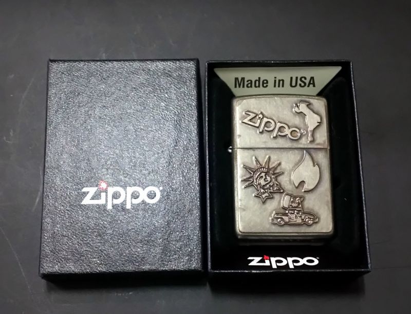 画像: zippo WINDY シルバー ユーズド フィニッシュ メタル貼り クローム 2020年製造 新品未使用