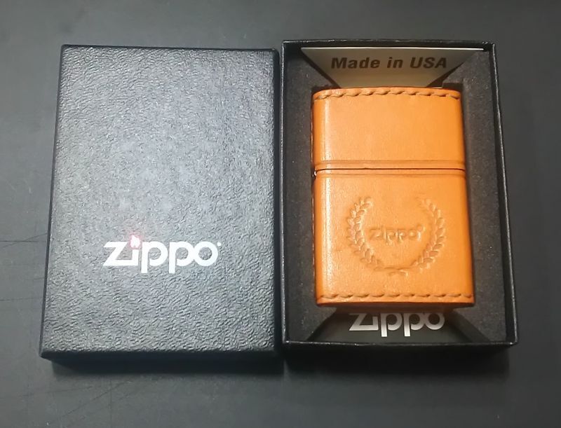 画像: zippo 革巻き 月桂樹 キャメル LB-7 新品未使用