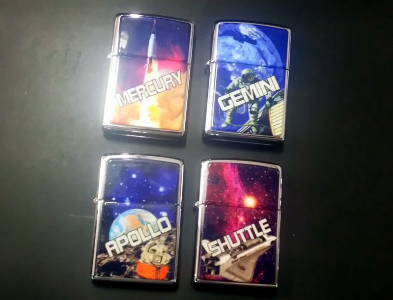 画像: zippo 4個セット 宇宙計画 No.01802/10000 1997年製造 新品未使用