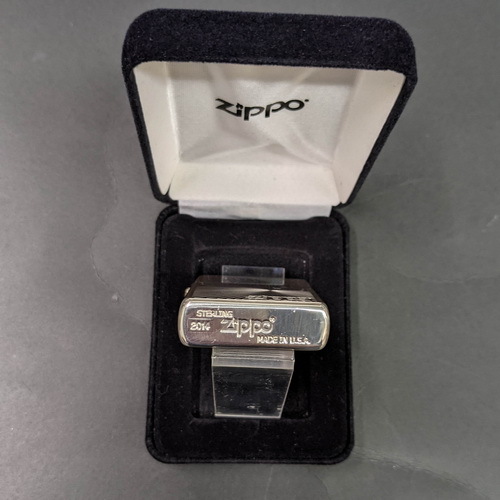 画像: zippo 2014年製造スターリングシルバー両面加工 新品未使用 [Z-r-234］