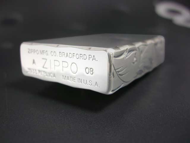 画像: zippo 1935REPLICA SILVER 10ミクロン　サイド手彫り 3H/C SV