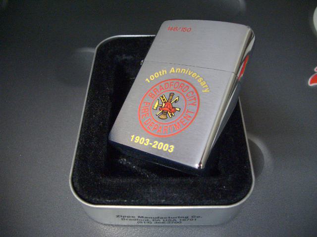 画像: zippo BRADFORD 消防署 100周年記念 2003年製造